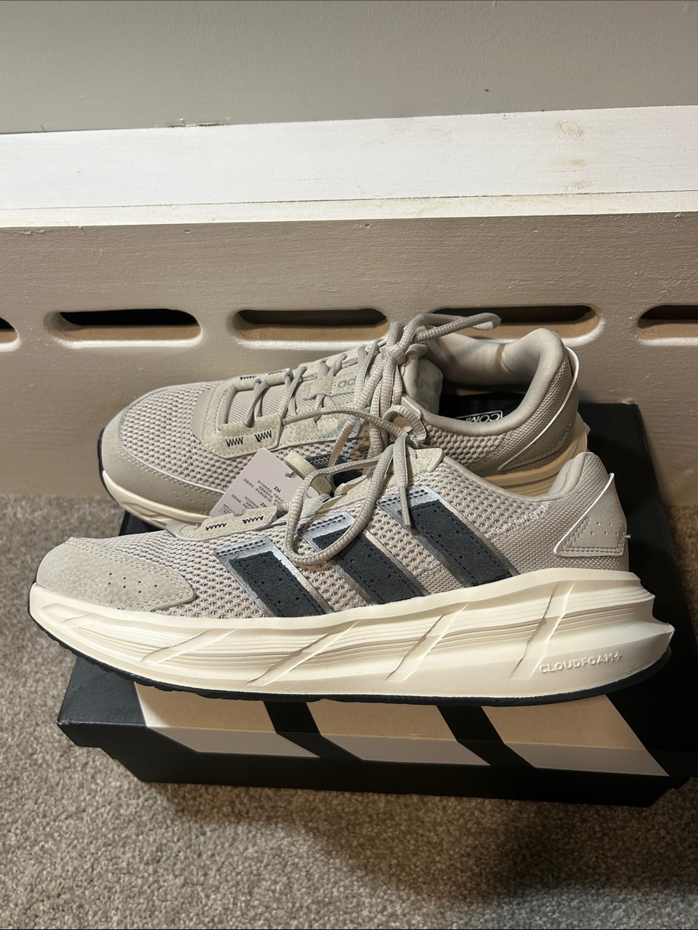 Adidas Astrastar grey and white sneakers, nwt